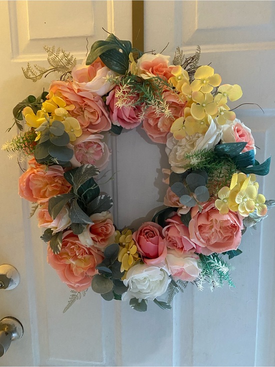 Other - Peach & Yellow Floral Door Wreath